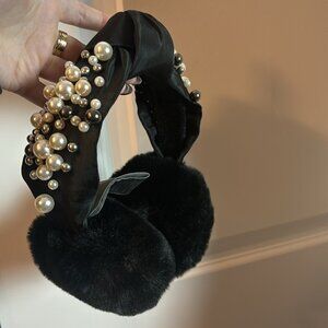 Vince Camuto Black Pearl Accent Ear Muffs